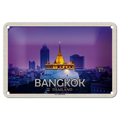 Tin Sign Travel 18x12cm Bangkok Thailand The Golden Mountain Temple