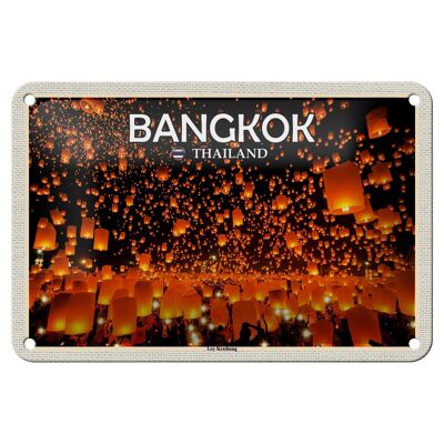 Cartel de chapa de viaje, 18x12cm, Bangkok, Tailandia, Festival de las Luces Loy Krathong
