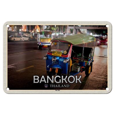 Targa in metallo da viaggio 18x12 cm Bangkok Tailandia Tuk Tuk Targa regalo