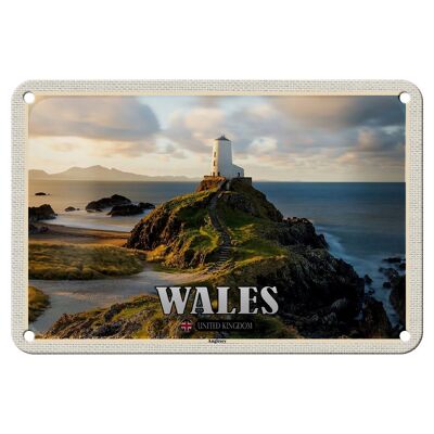 Targa in metallo da viaggio 18x12 cm Galles Regno Unito Isola di Anglesey Mare