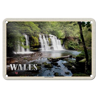 Cartel de chapa de viaje, 18x12cm, Gales, Reino Unido, cascadas de Brecon