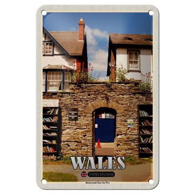 Cartel de chapa de viaje, 12x18cm, Gales, Book Town, Hay-On-Wye, cartel decorativo