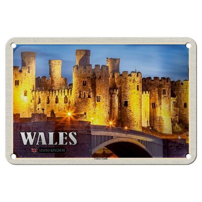 Targa in metallo da viaggio 18x12 cm Galles Regno Unito Conwy Castle