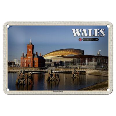 Blechschild Reise 18x12cm Wales United Kingdom Hauptstadt Cardiff