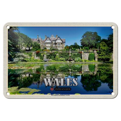 Tin Sign Travel 18x12cm Wales United Kingdom Bodnant Garden Decoration