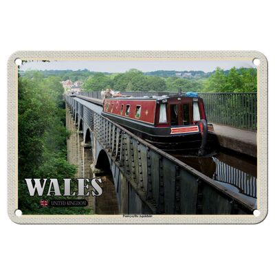 Cartel de chapa de viaje, 18x12cm, Gales, Reino Unido, Acueducto de Pontcysyllte