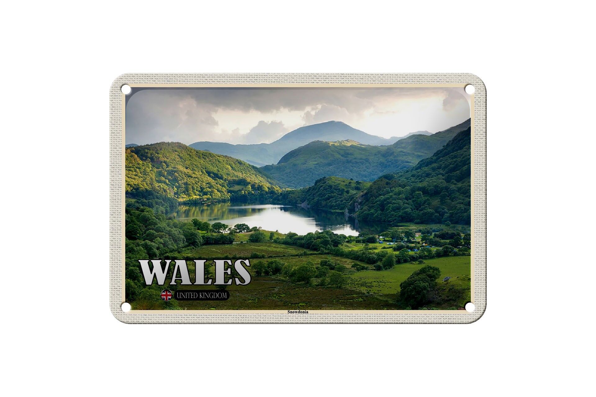 Targa in metallo da viaggio, 18 x 12 cm, targa decorativa Galles Snowdonia National Park