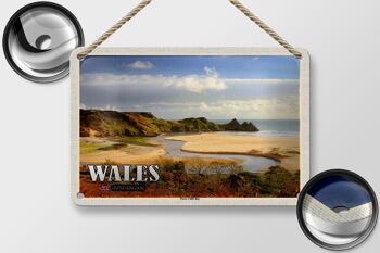 Panneau décoratif de voyage en étain, 18x12cm, panneau décoratif de trois falaises de la baie du pays de Galles 2