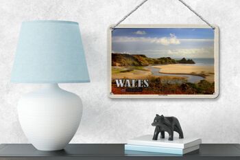 Panneau décoratif de voyage en étain, 18x12cm, panneau décoratif de trois falaises de la baie du pays de Galles 4