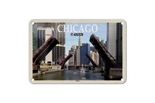 Blechschild Reise 18x12cm Chicago USA Bridges Brücken Fluss Deko