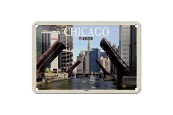 Panneau de voyage en étain, 18x12cm, Chicago, USA, ponts, décoration de rivière 1