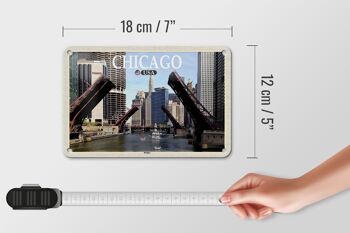 Panneau de voyage en étain, 18x12cm, Chicago, USA, ponts, décoration de rivière 5
