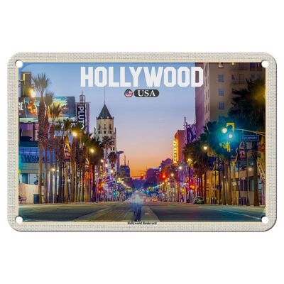 Cartel de chapa de viaje, 18x12cm, Hollywood, EE. UU., decoración del bulevar de Hollywood