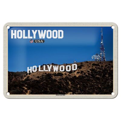 Targa in metallo da viaggio 18x12 cm Hollywood USA Hollywood Hills Cartello decorativo