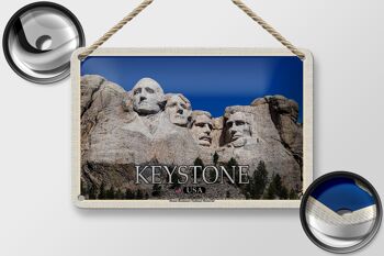 Signe de voyage en étain, 18x12cm, Keystone USA, décoration commémorative du mont Rushmore 2