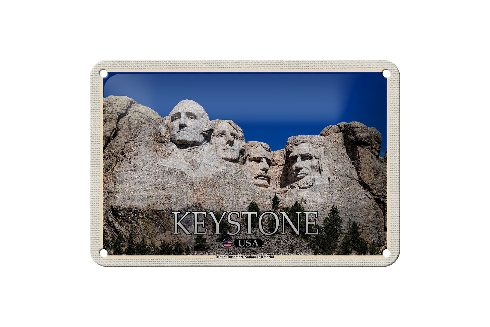 Targa in metallo da viaggio 18 x 12 cm Keystone USA Mount Rushmore Memorial Decorazione