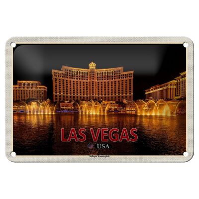 Blechschild Reise 18x12cm Las Vegas USA Bellagio Wasserspiele Schild