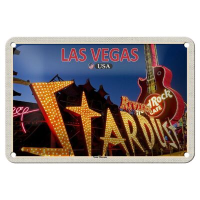 Targa in metallo da viaggio 18x12 cm Targa decorativa al neon di Las Vegas USA