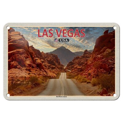 Cartel de chapa de viaje, 18x12cm, Las Vegas, EE. UU., Red Rock Canyon, cartel decorativo