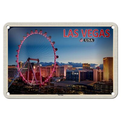 Cartel de chapa de viaje, 18x12cm, Las Vegas, EE. UU., cartel de la noria Linq