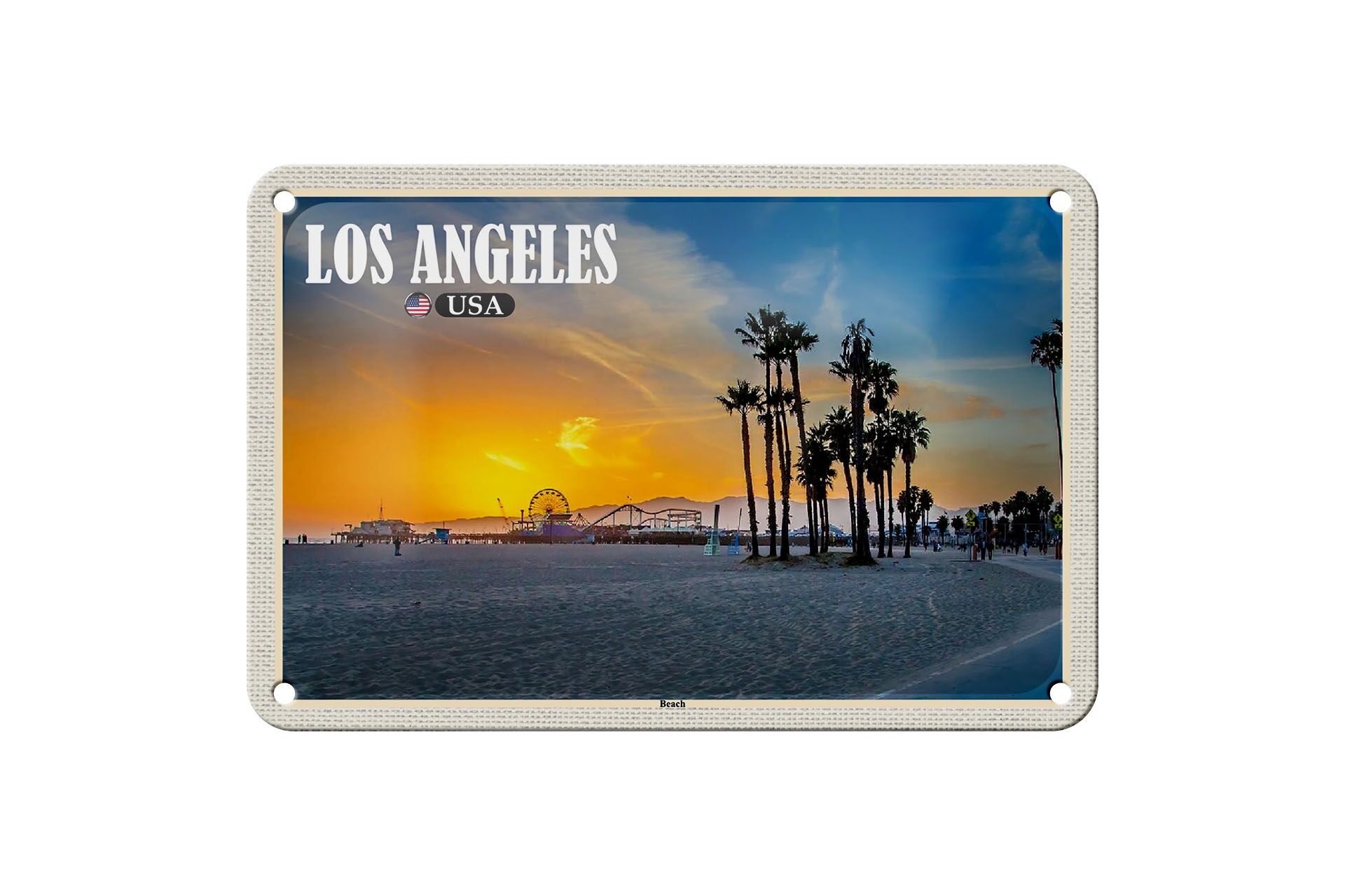 Tin Sign Travel 18x12cm Los Angeles USA Beach Venice Beach