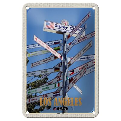 Cartel de chapa de viaje, 12x18cm, Los Ángeles, EE. UU., carteles de ciudades hermanas