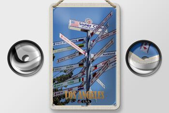 Panneau de voyage en étain, 12x18cm, Los Angeles, états-unis, villes sœurs 2