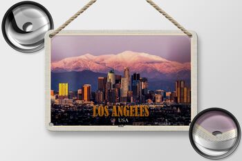 Signe en étain voyage 18x12cm, gratte-ciel de Los Angeles Skyline montagnes 2