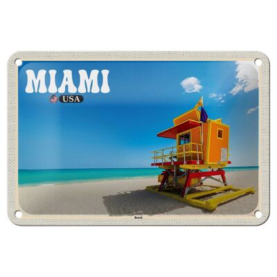 Panneau décoratif en étain pour voyage, 18x12cm, Miami, USA, plage, vacances en mer