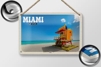 Panneau décoratif en étain pour voyage, 18x12cm, Miami, USA, plage, vacances en mer 2