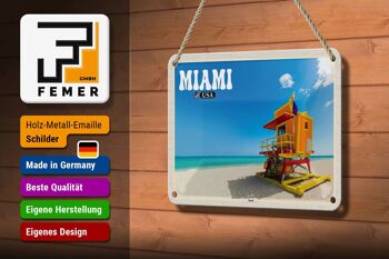 Panneau décoratif en étain pour voyage, 18x12cm, Miami, USA, plage, vacances en mer 3