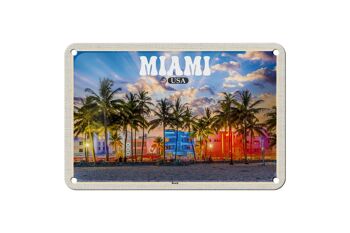 Panneau décoratif de voyage en étain, 18x12cm, Miami, USA, plage, palmiers, vacances 1