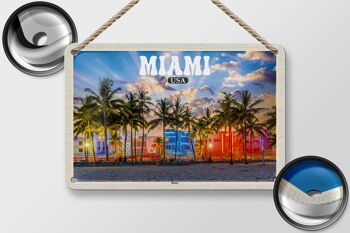 Panneau décoratif de voyage en étain, 18x12cm, Miami, USA, plage, palmiers, vacances 2