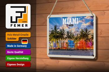 Panneau décoratif de voyage en étain, 18x12cm, Miami, USA, plage, palmiers, vacances 3
