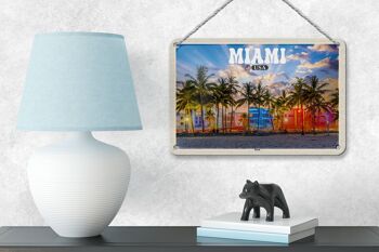 Panneau décoratif de voyage en étain, 18x12cm, Miami, USA, plage, palmiers, vacances 4