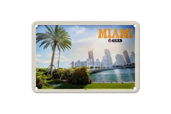 Signe en étain voyage 18x12cm, Miami USA ville mer palmier vacances 1