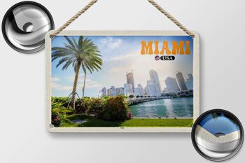 Signe en étain voyage 18x12cm, Miami USA ville mer palmier vacances 2