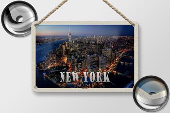 Panneau de voyage en étain 18x12cm, panneau de gratte-ciel de New York USA Big Apple 2
