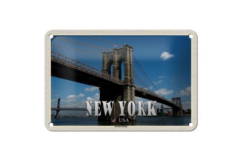 Blechschild Reise 18x12cm New York USA Brookly Bridge Brücke Schild