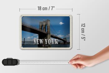 Panneau de voyage en étain, 18x12cm, New York, USA, pont de Brooklyn 5