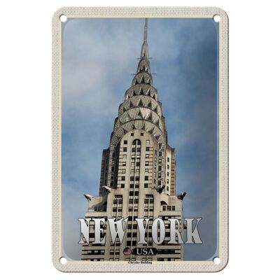 Cartel de chapa de viaje, 12x18cm, rascacielos del edificio Chrysler de Nueva York