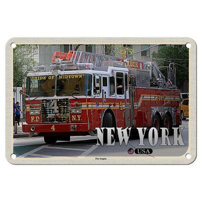 Cartel de chapa de viaje, 18x12cm, camión de bomberos de Nueva York, EE. UU.