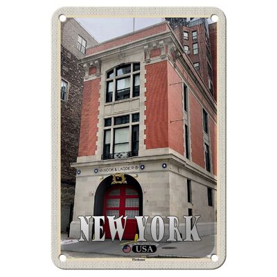 Targa in metallo da viaggio, 12 x 18 cm, targa decorativa New York USA Firehouse
