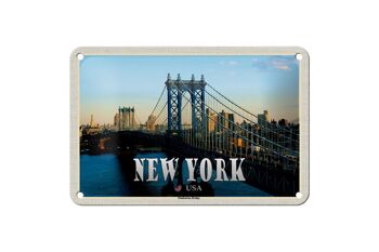 Panneau de voyage en étain 18x12cm, décoration de pont de New York USA Manhattan Bridge 1