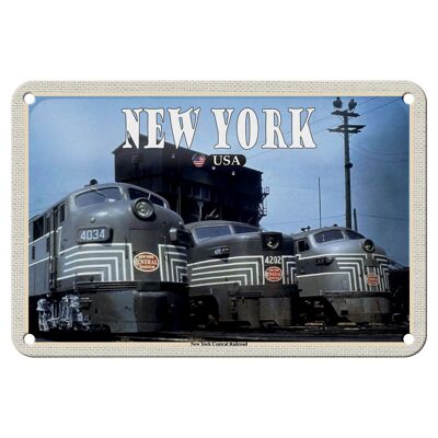 Targa in metallo da viaggio 18x12 cm New York New York Central Railroad Trains