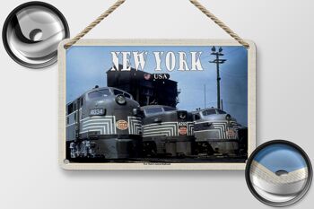 Signe en étain voyage 18x12cm, trains ferroviaires centraux de New York, New York 2