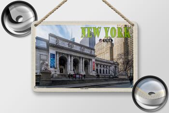 Panneau de voyage en étain, 18x12cm, bibliothèque publique de New York, états-unis 2