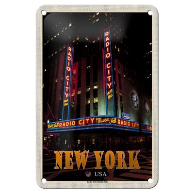 Blechschild Reise 12x18cm New York USA Radio City Music Hall Deko