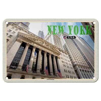 Blechschild Reise 18x12cm New York USA Stock Exchange Börse Schild