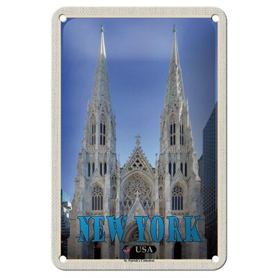 Cartel de chapa de viaje, decoración de la Catedral de San Patricio, 12x18cm, Nueva York, EE. UU.